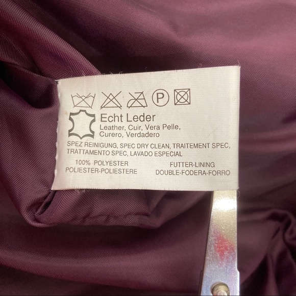 Vintage y2k purple leather jacket plum short cropped minimalist chic fitted - Picture 15 of 15